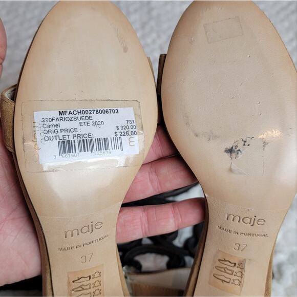 NIB Maje Farria Suede Heels in Camel, Sz 37 / US 6-6.5 - Picture 8 of 12
